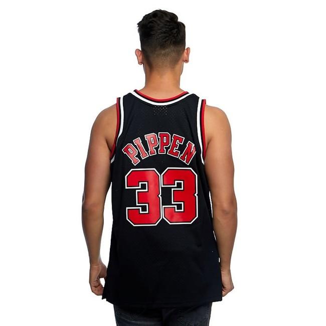 Marque  Mitchell & NessMitchell & Ness Scottie Pippen #33 Chicago Bulls Black Team Color Swingman NBA Maillot 