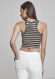 Urban Classics Ladies Rib Stripe Cropped Top white/green/firered