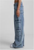 Urban Classics Ladies Mid Waist Cargo Denim Pants vintage lightblue washed
