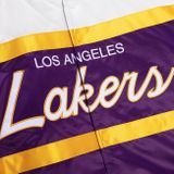 Mitchell &amp; Ness Los Angeles Lakers Special Script Heavyweight Satin Jacket purple
