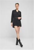 Urban Classics Cloud5ive Damen Longform Musselin Turn-Up Shirt mit Gürtel black