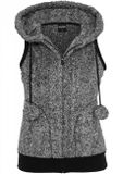 Urban Classics Ladies Melange Teddy Vest blk/wht