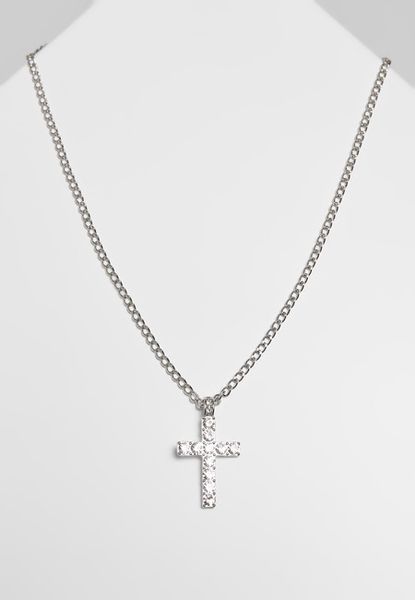 Urban Classics Diamond Cross Necklace silver