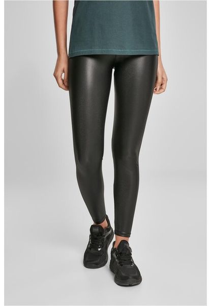 Urban Classics Ladies Faux Leather High Waist Leggings 2-Pack black+black