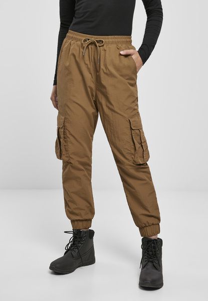 Urban Classics Ladies High Waist Crinkle Nylon Cargo Pants midground