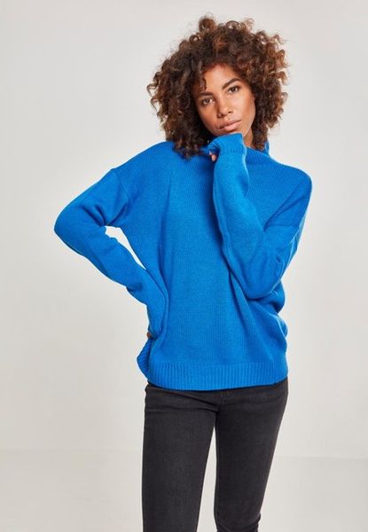 Urban Classics Ladies Oversize Turtleneck Sweater brightblue